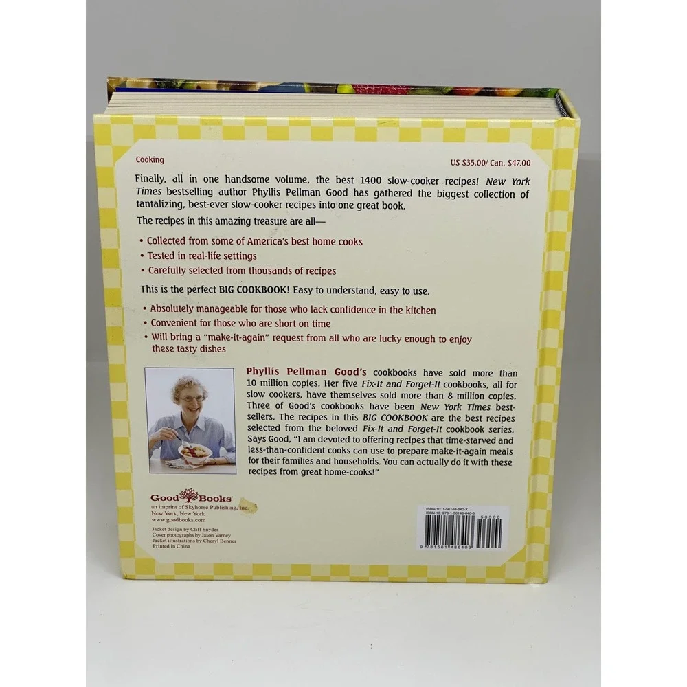 Fix-It and Forget-It Big Cookbook Yellow Hardcover Slow Cooker Recipes 1400 Best